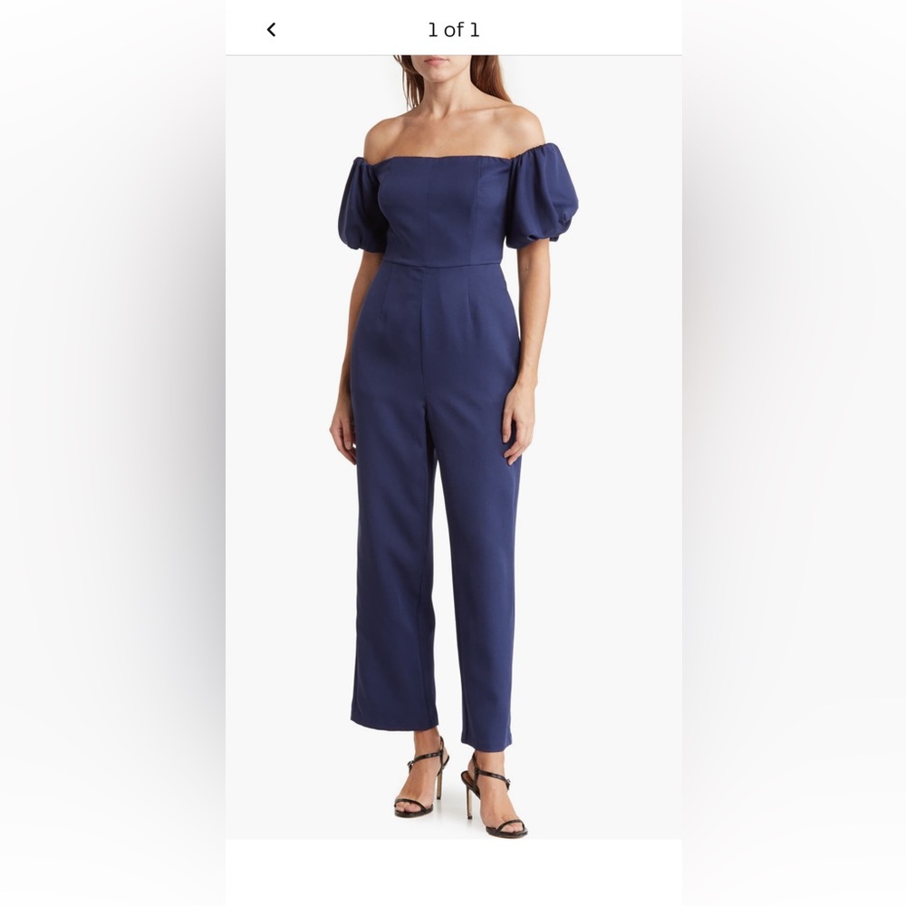 Sam Edelman Navy Puff Sleeve Jumpsuit